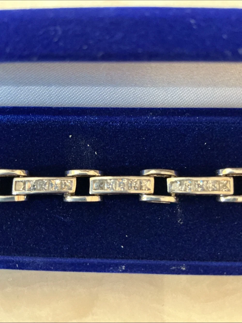 Silver CZ Link Bracelet - Clear CZ